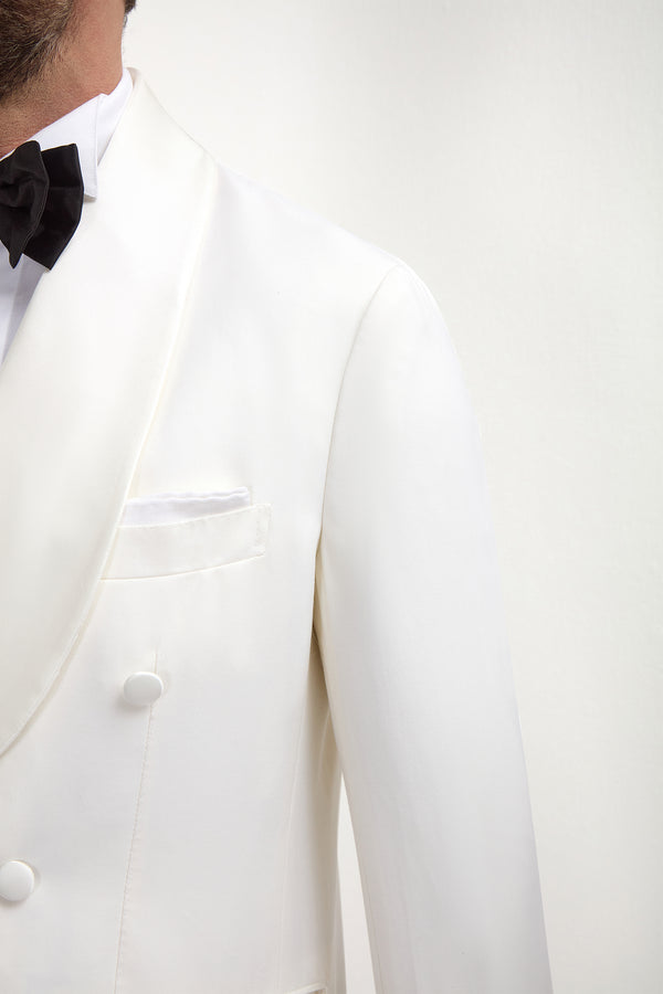 White double breasted tuxedo jacket - Made in Italy