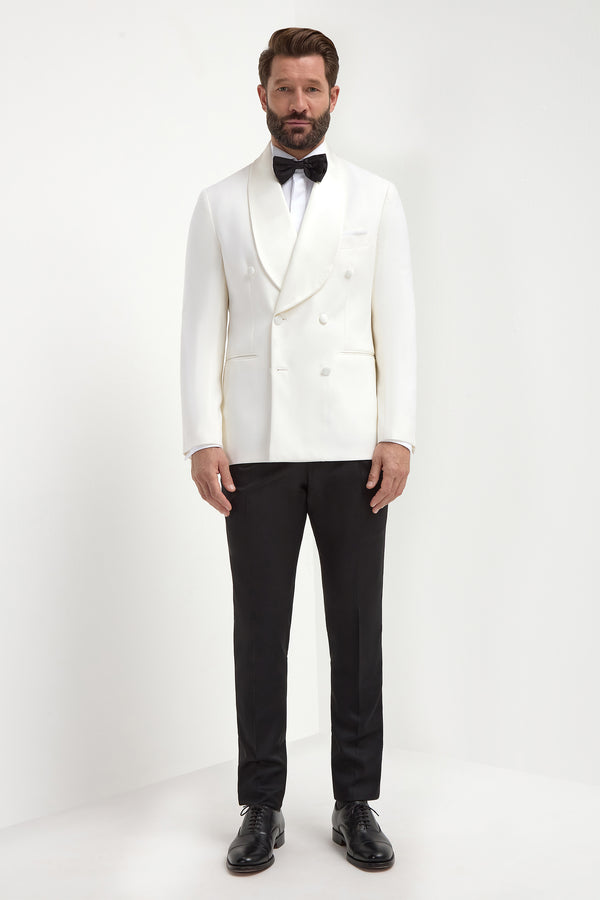 White double breasted tuxedo jacket - Made in Italy