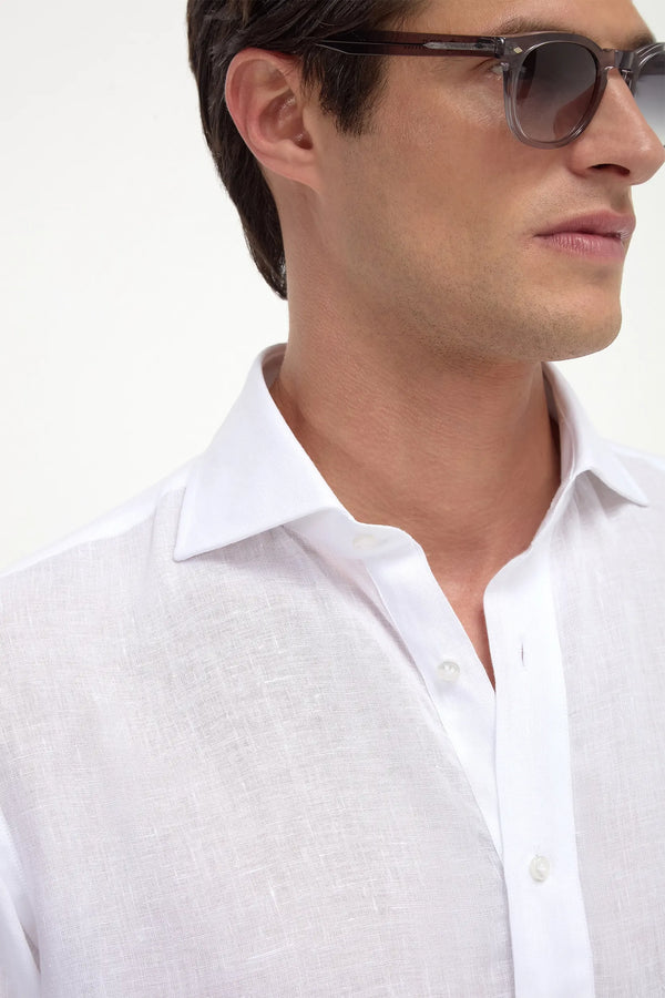 Chemise popover en lin blanc - Made in Italy