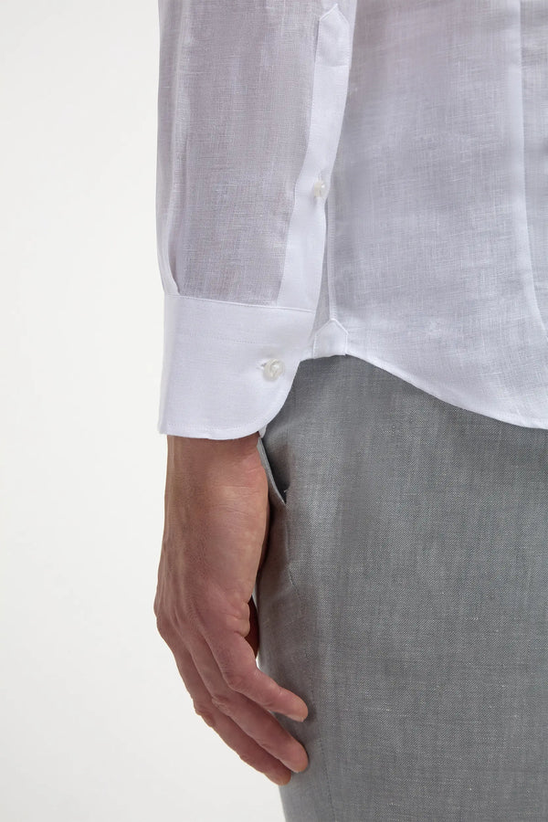 White linen popover shirt - Made in Italy