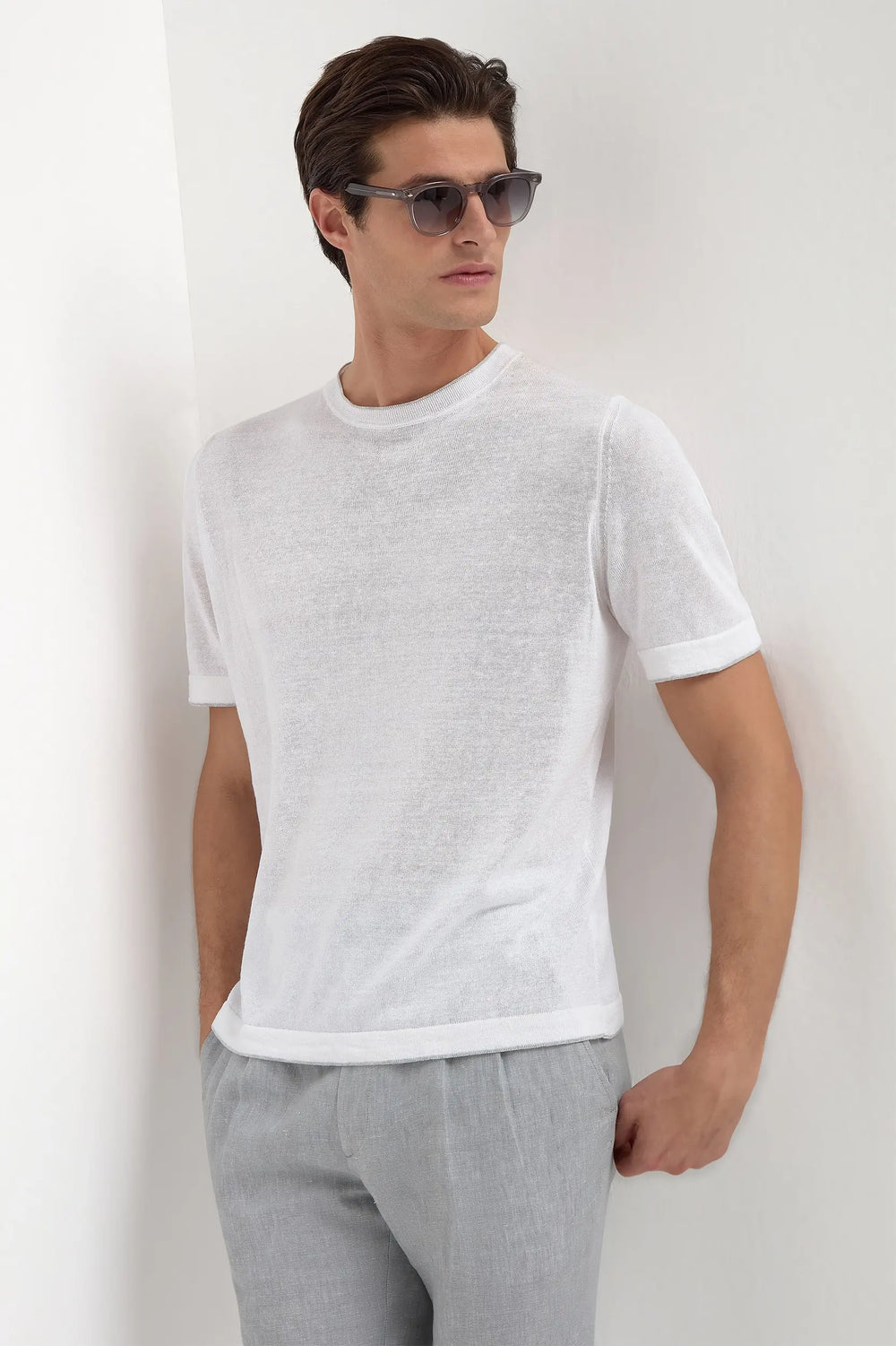 T-shirt en lin blanc - Made in Italy