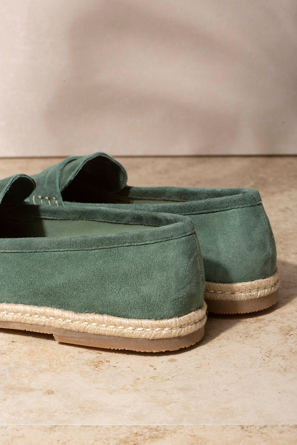 Espadrilles en daim vert - Made In Italy