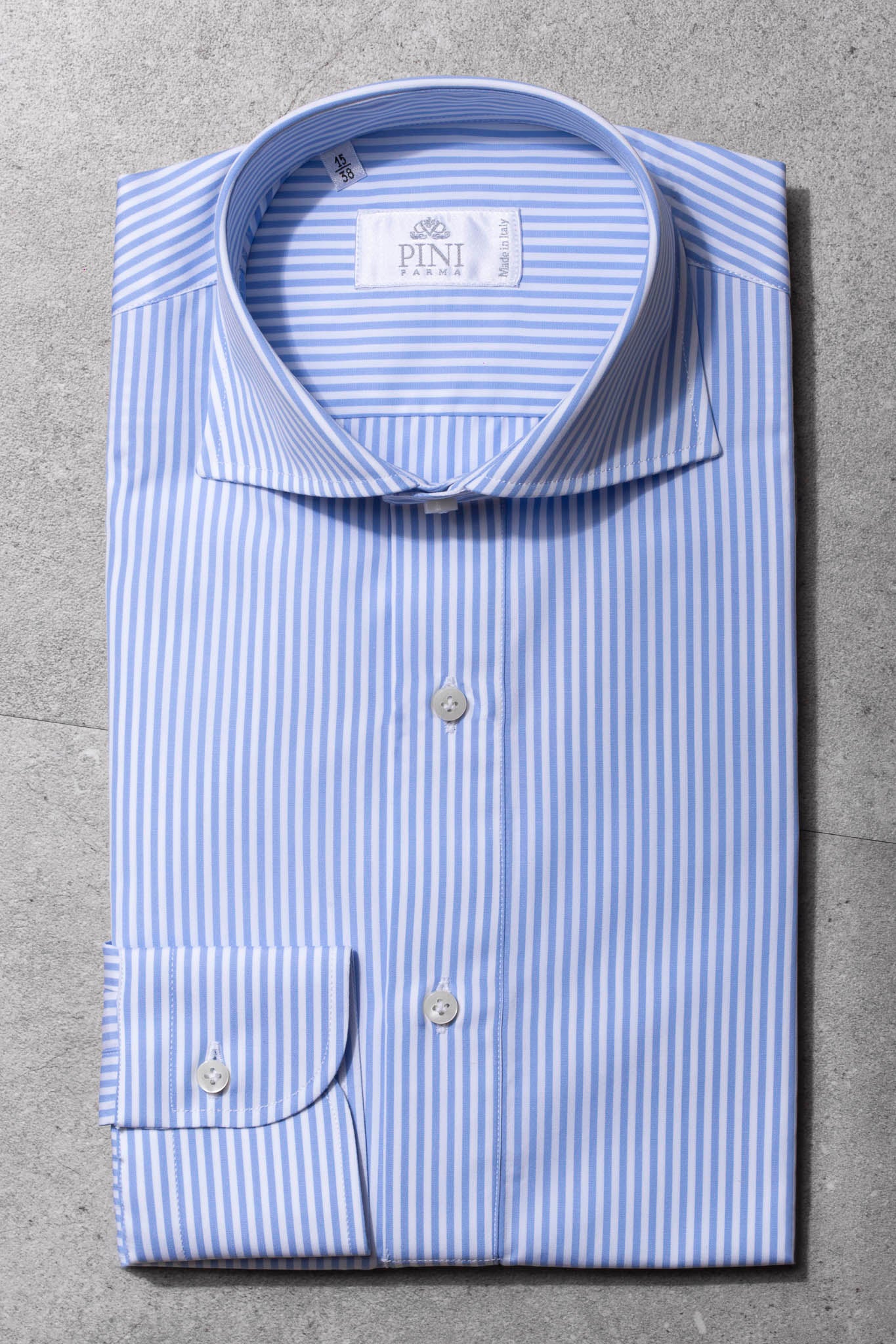 Chemise popover rayée bleu clair - Made in Italy
