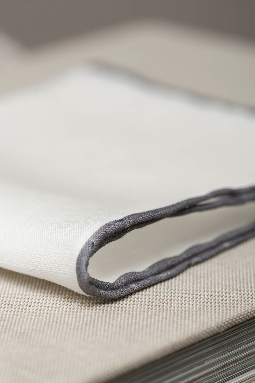 White/Grey linen pocket square - Made in Italy