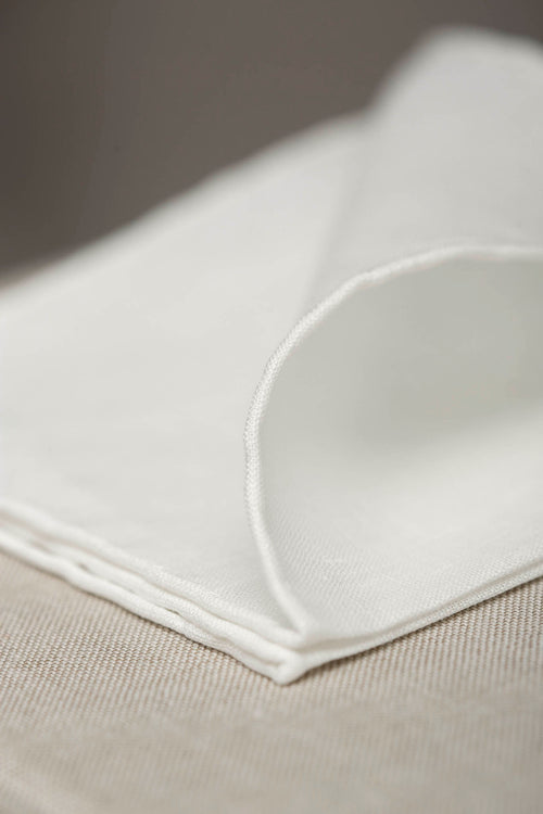 White linen pocket square - Made in Italy