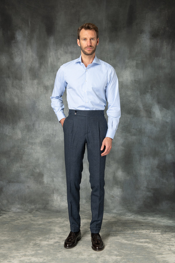 Pantalon en flanelle Avio « Collection capsule Soragna » – Made in Italy