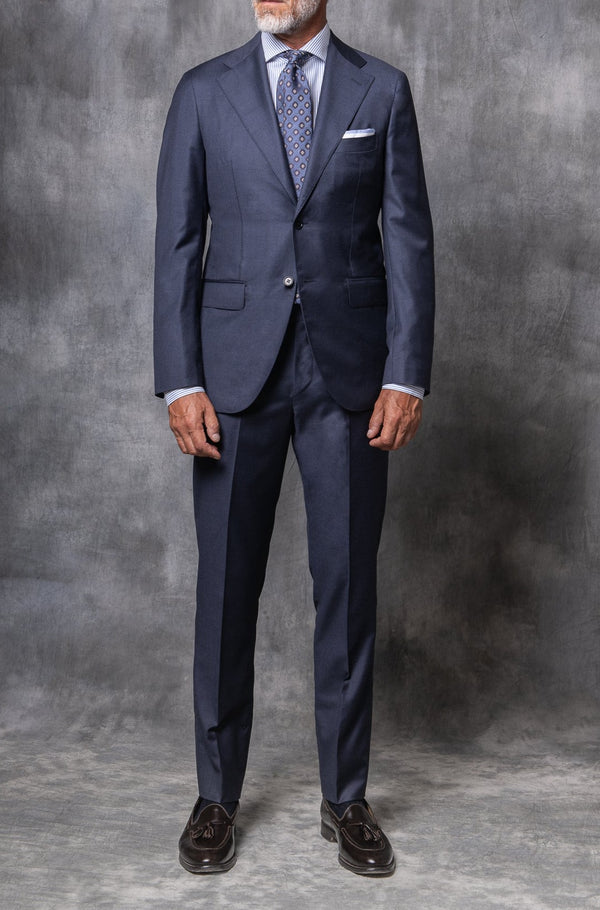 BLUE AVIO FULL CANVAS SUIT IN LORO PIANA WOOL - Made in Italy - Pini Parma