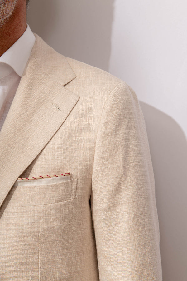 Beige jacket in cotton and silk - Made in Italy