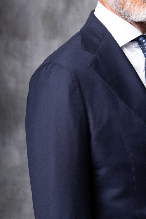 Blue Full Canvas Suit in Loro Piana Wool - Made in Italy