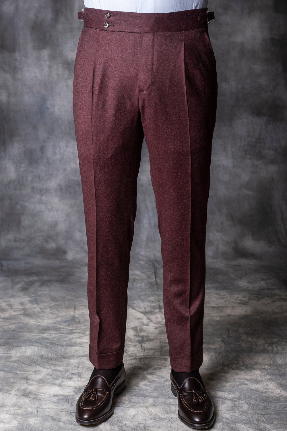 gurkha flannel trousers, gurkha bordeaux pant, pantalon grukha bordeaux flanelle, pantalon bordeaux gurkha laine, pantalon flanelle homme, pantalone bordeaux gurkha flanella