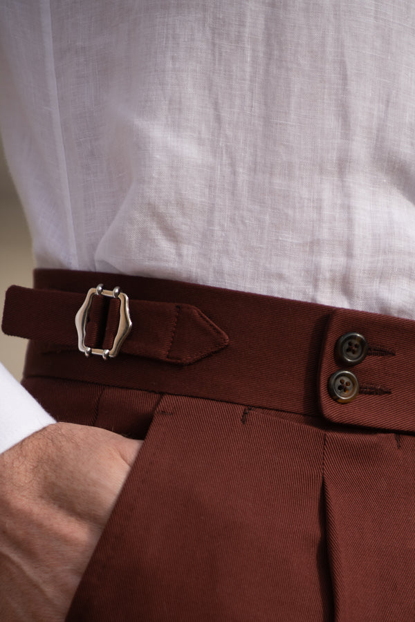 Pantaloni in cotone bordeaux " Soragna Capsule Collection" - Made in Italy