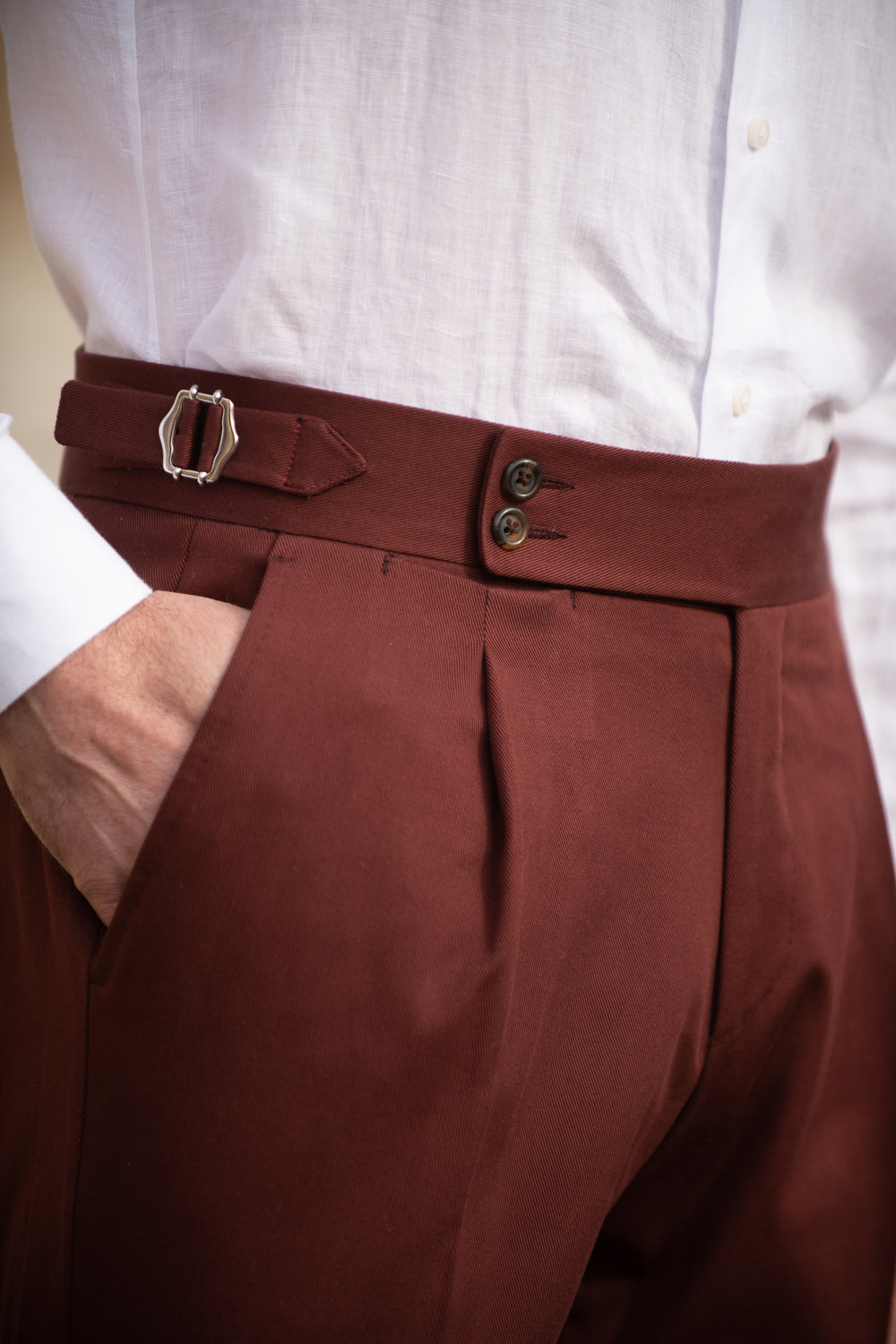 Pantalon en coton bordeaux " Collection Capsule Soragna " - Made in Italy