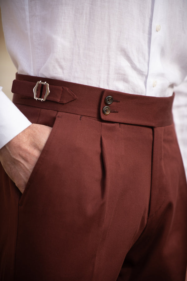 Bordeaux cotton trousers  "Soragna Capsule Collection" - Made in Italy