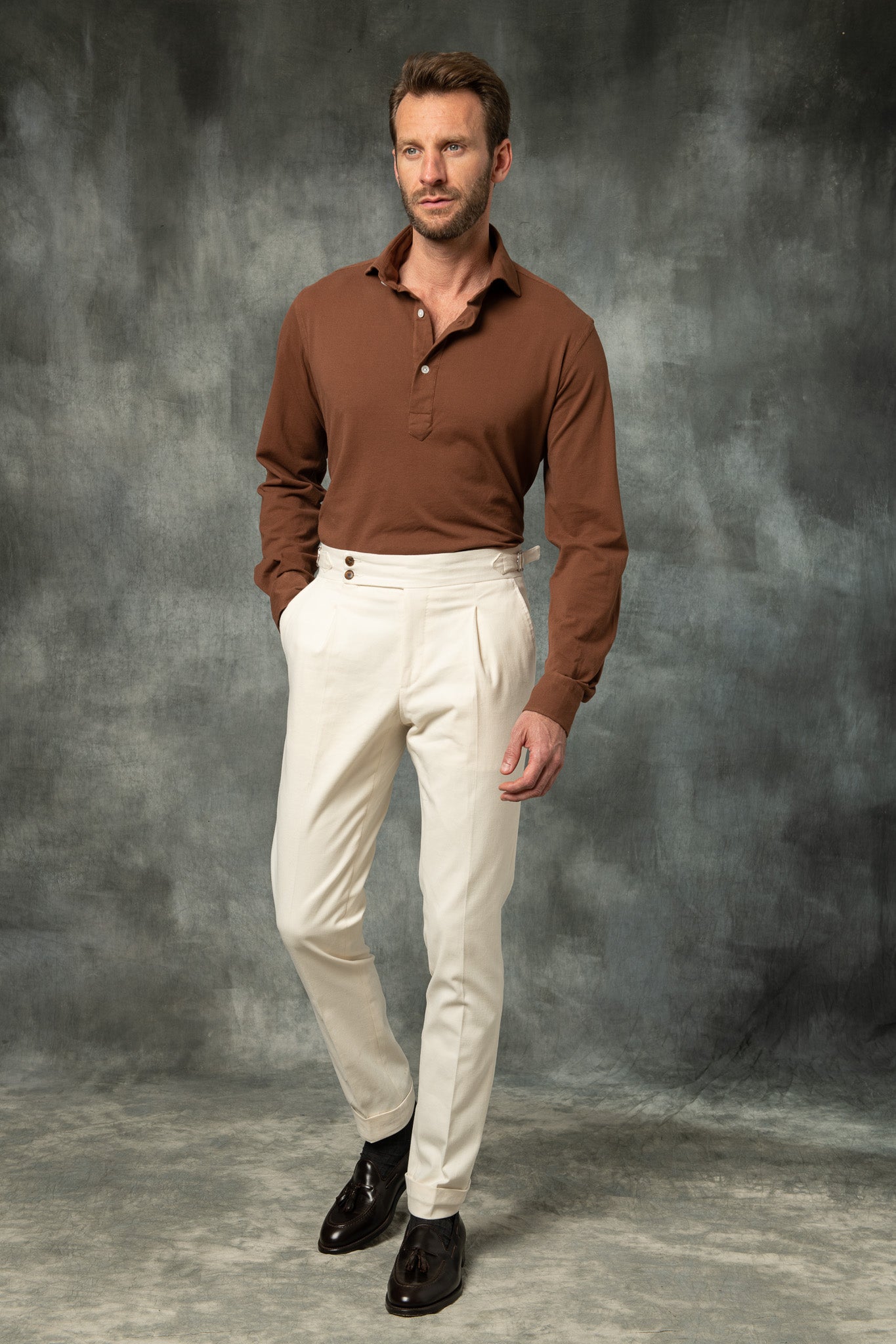 Textured Formal Shirt In Beige Larry