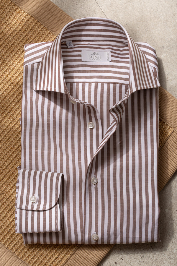 brown striped shirt, chemise à rayures marron, chemise marron à rayures, brown striped shirt