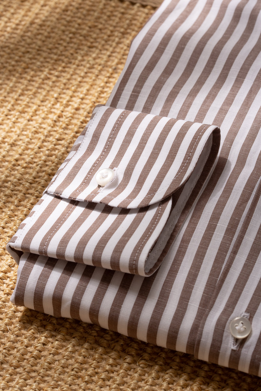 Brown Stripe - Cotton Linen shirt for men