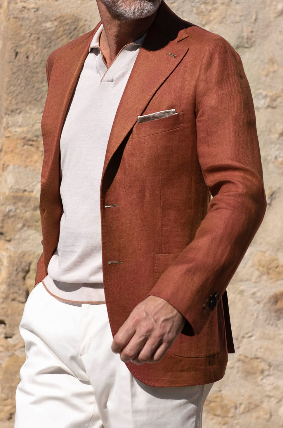 Veste en lin couleur terre cuite - Made in Italy