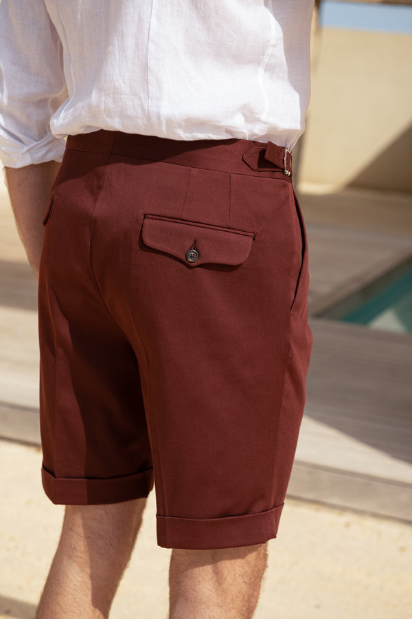 Shorts in cotone bordeaux - Made in Italy