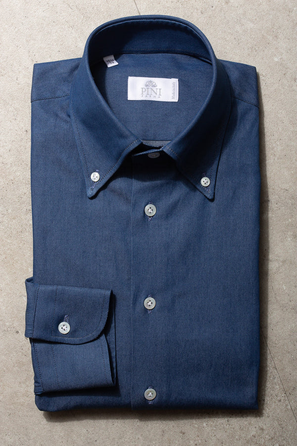 Button down denim shirt ”Sartoriale collection” - Made In Italy - Pini ...