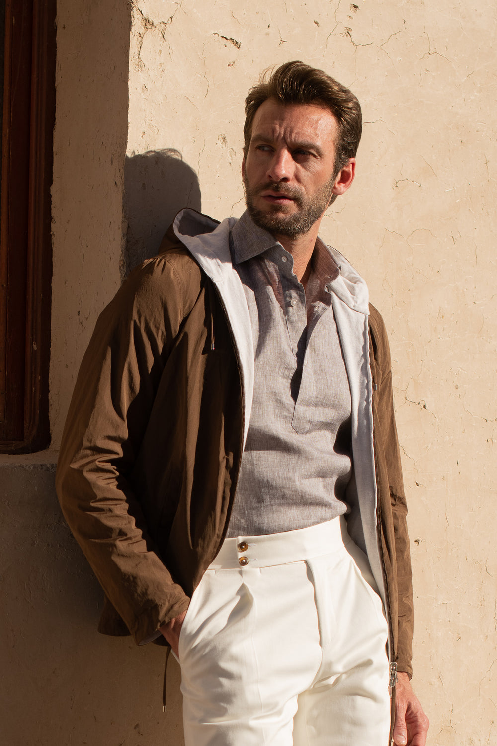 Desert linen popover shirt - Made in Italy