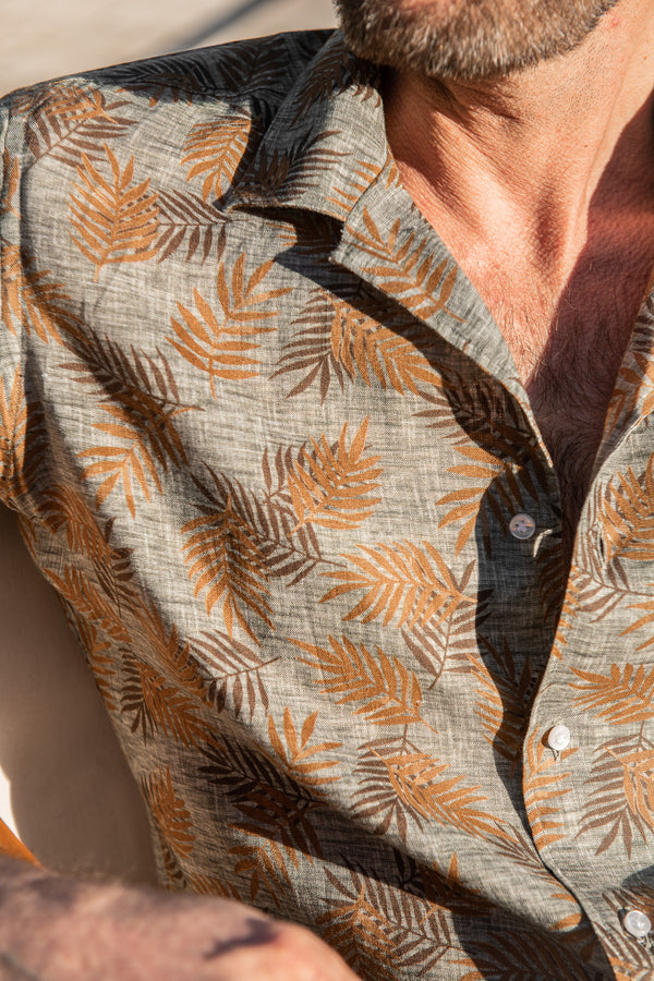 Chemise en lin Hawaiana verte - Made in Italy