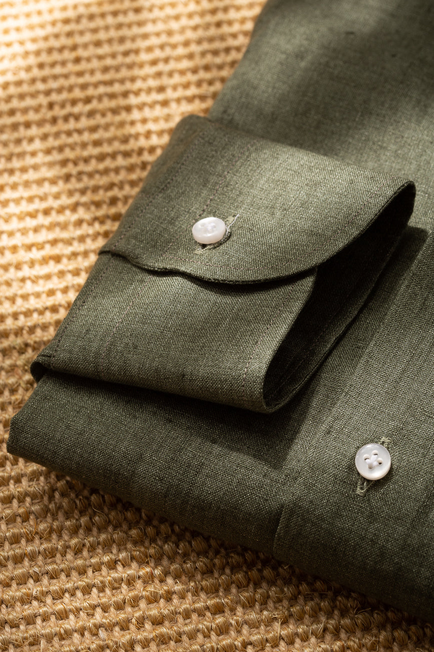 Green linen shirt - Made in Italy