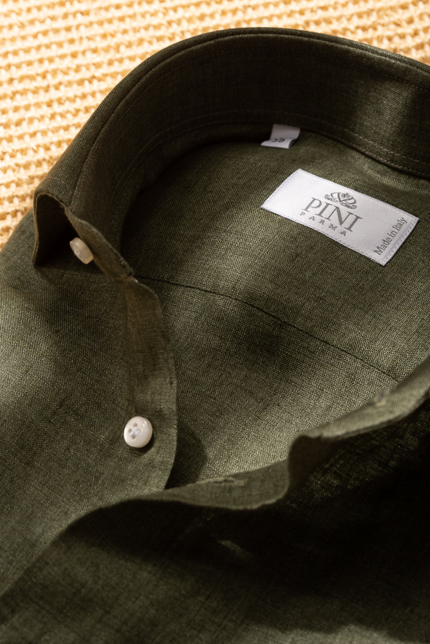 Green linen shirt - Made in Italy