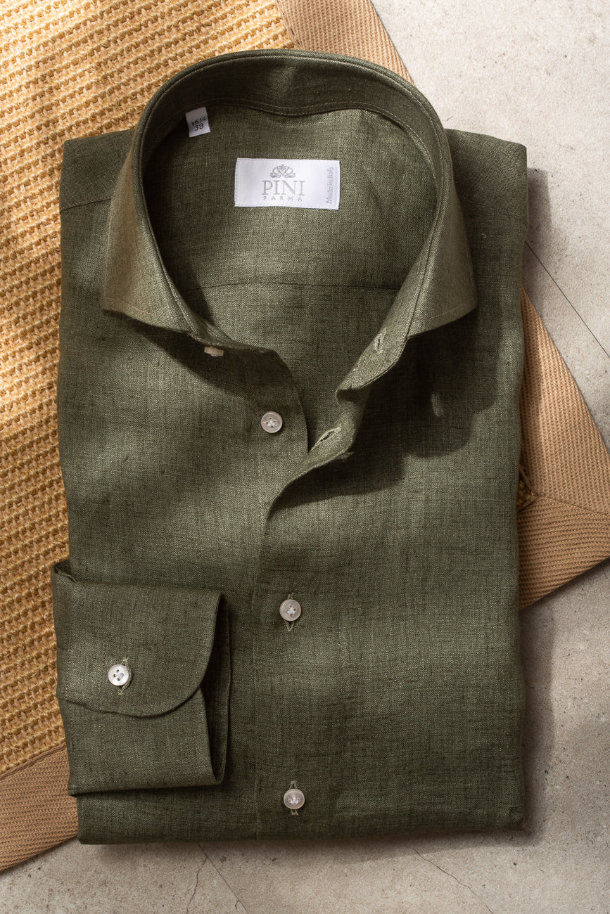 green linen shirt, chemise en lin verte, chemise verte d'été, green summer shirt, green linen shirt, summer green shirt men, chemise lin homme