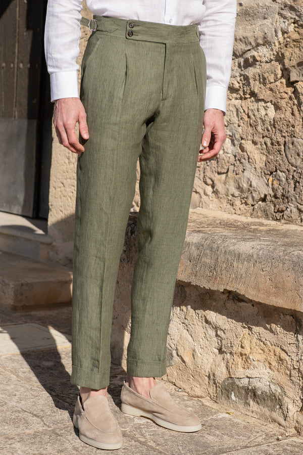 Men linen trousers, high rise linen trousers, green linen trousers, green summer linen trousers, Pantaloni di lino da uomo, pantaloni di lino a vita alta, pantaloni di lino verdi, pantaloni di lino verdi estivi, Pantalon en lin pour homme, pantalon en lin à taille haute, pantalon en lin vert, pantalon en lin vert pour l'été,