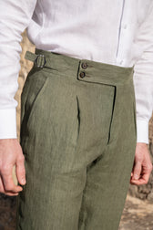 Green linen trousers 