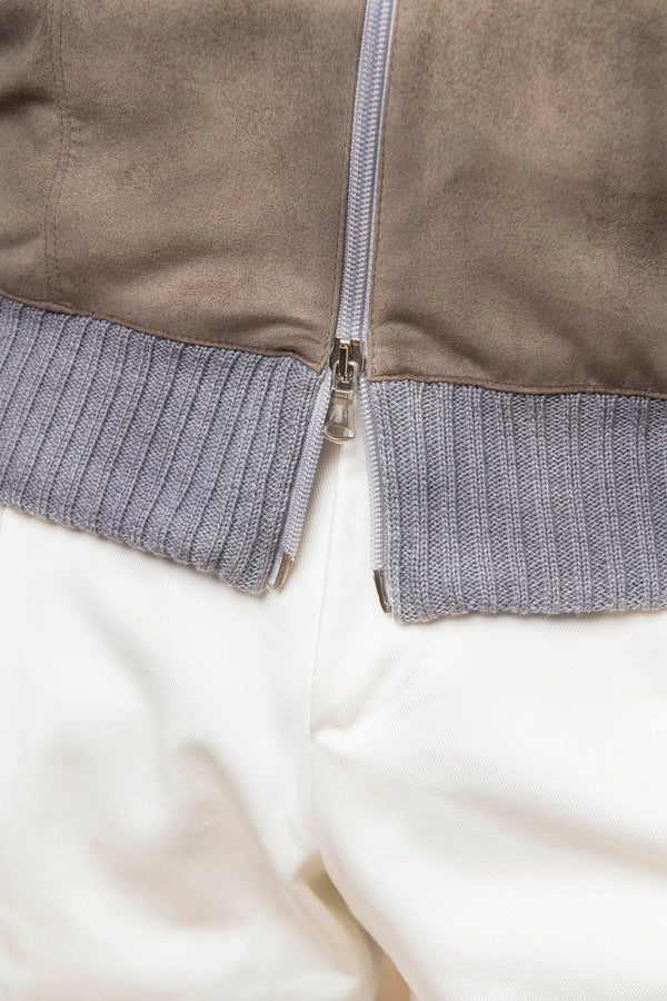 Gilet gris et taupe - Alcantara & laine - Made in Italy