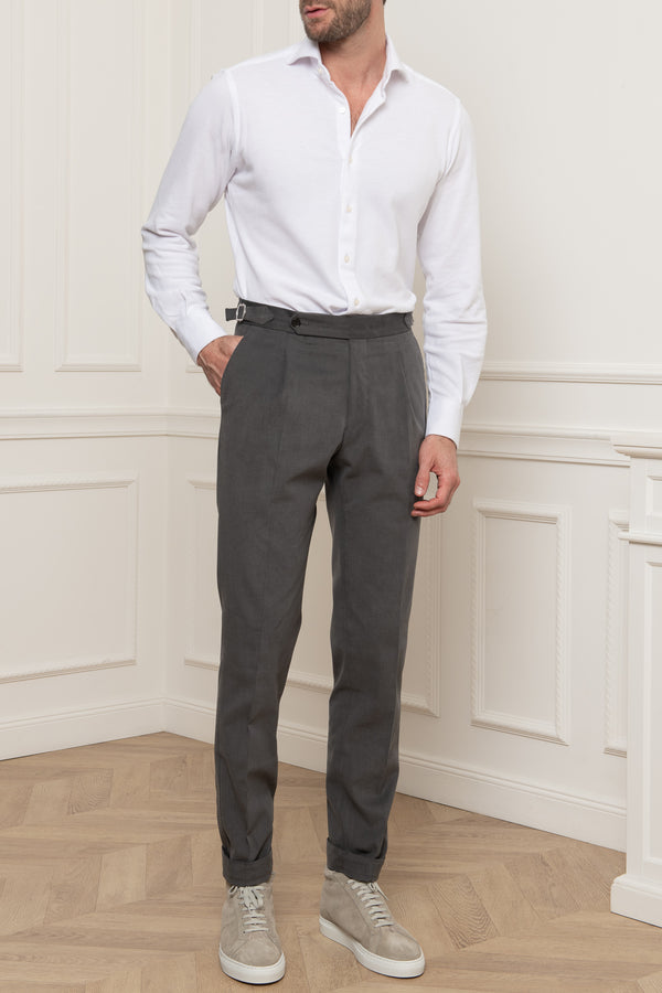 Grey Cotton Biella Trousers  - Made in Italy