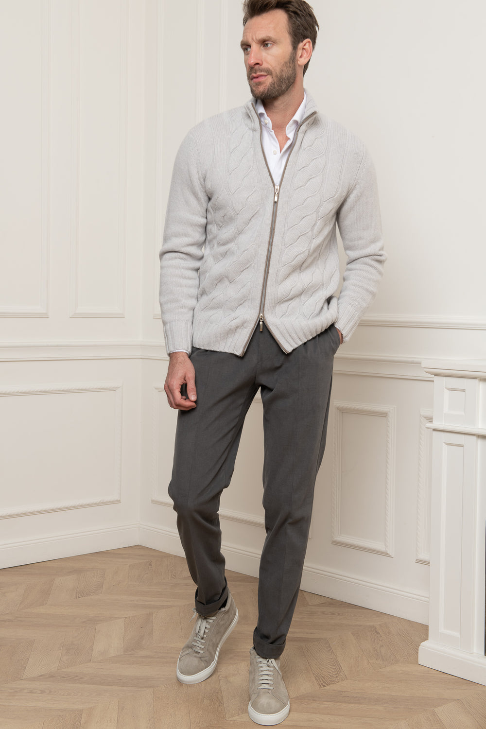 Pantalon Biella en coton gris - Made in Italy