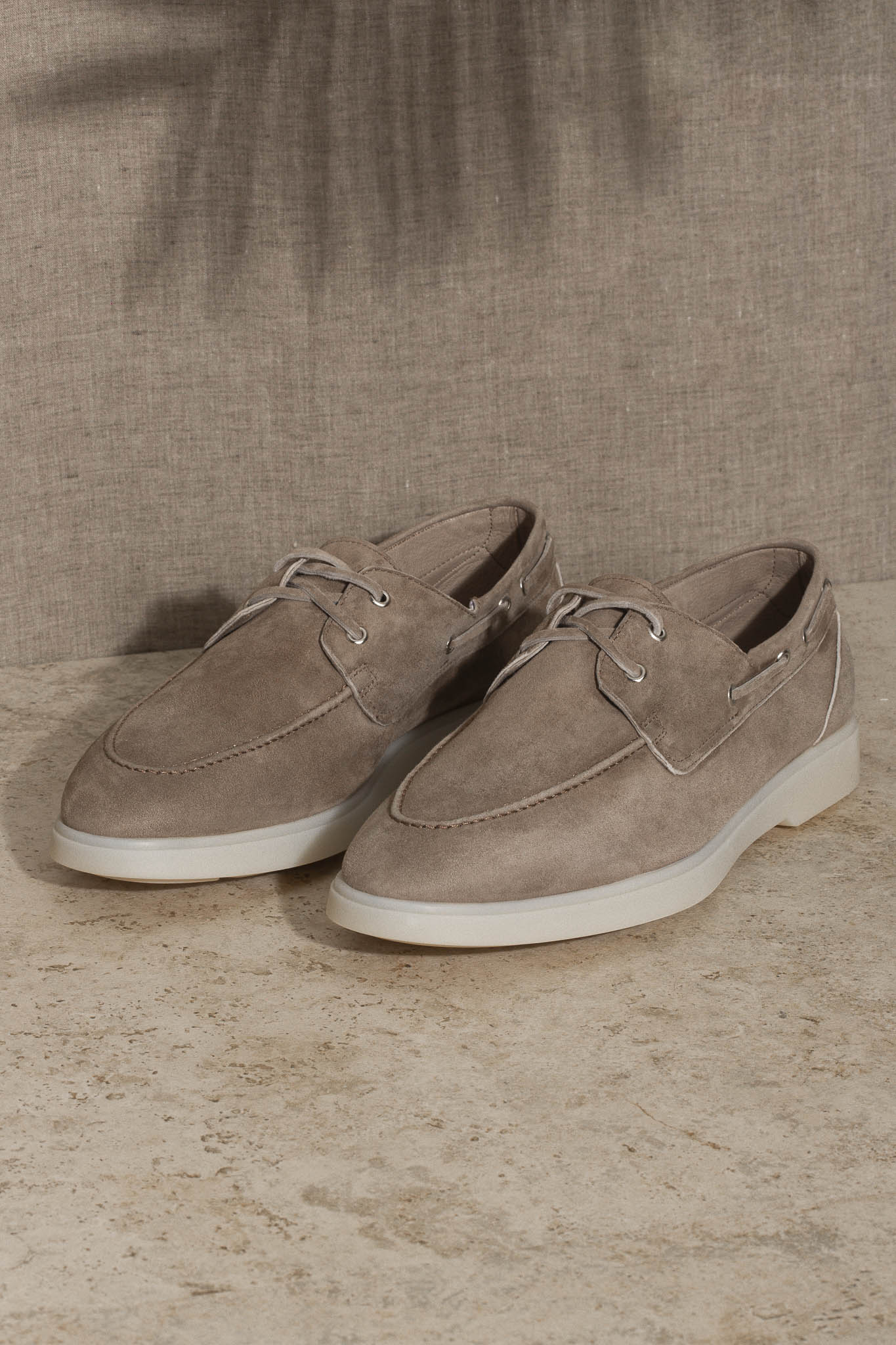 Taupe suede boat shoes - Made In Italy