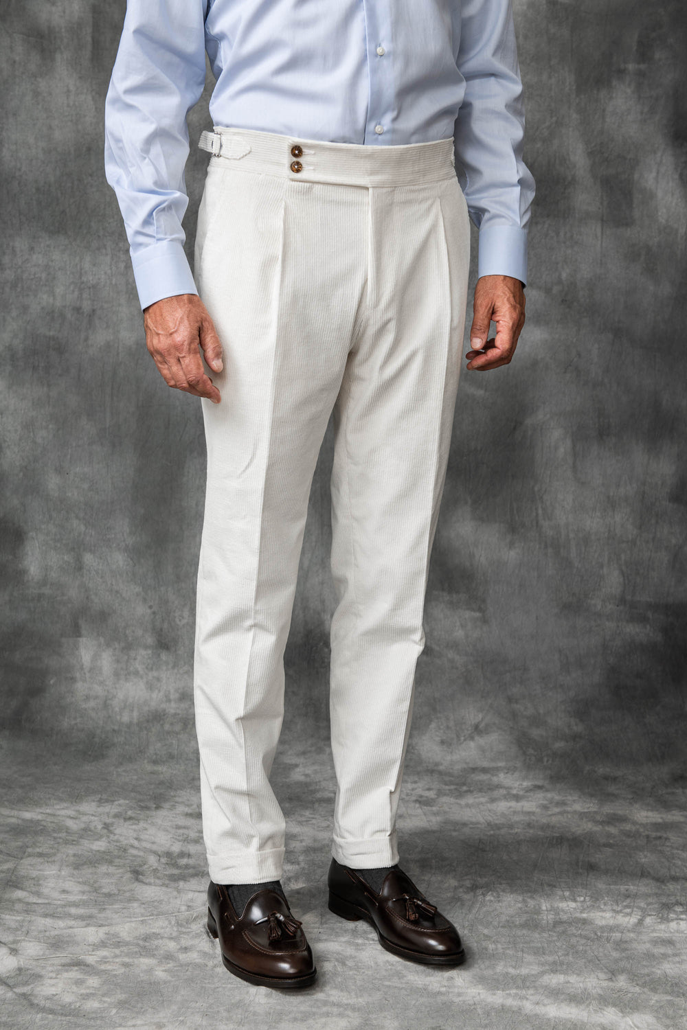 Pantaloni in velluto a coste bianco " Soragna Capsule Collection" - Made in Italy